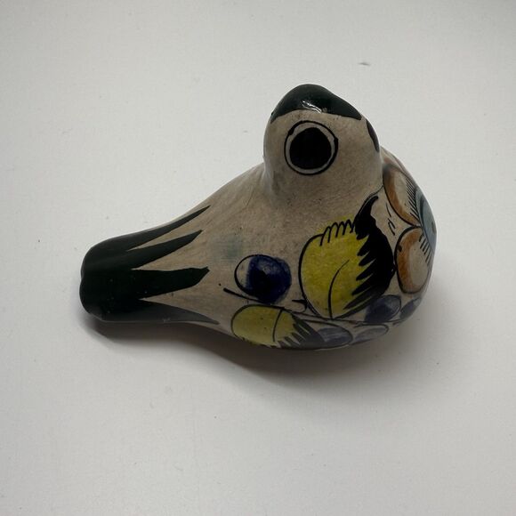 Vintage Tonala Mexico Ceramic Pottery Hand Pained Glazed Bird Signed Figurine - Picture 5 of 8